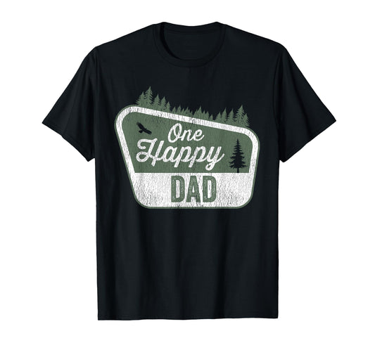 One Happy Dad Matching Family Birthday Party Camping T-Shirt