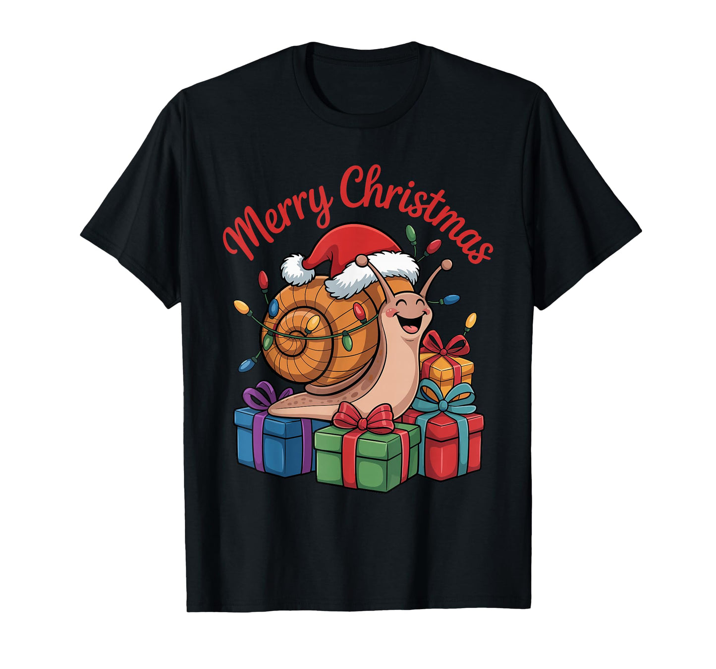 Snail Santa Hat Christmas Design Funny Animal Lovers Holiday T-Shirt