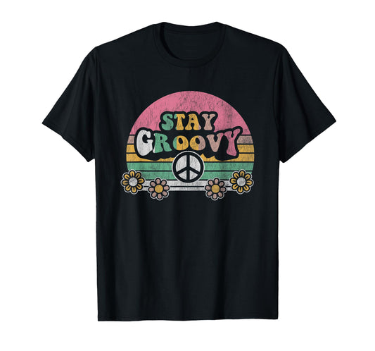 Stay Groovy Retro Vintage Flower Power T-Shirt