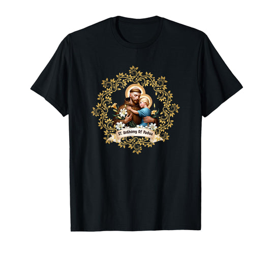 Vintage St Anthony Of Padua Catholic Saint Infant Jesus T-Shirt