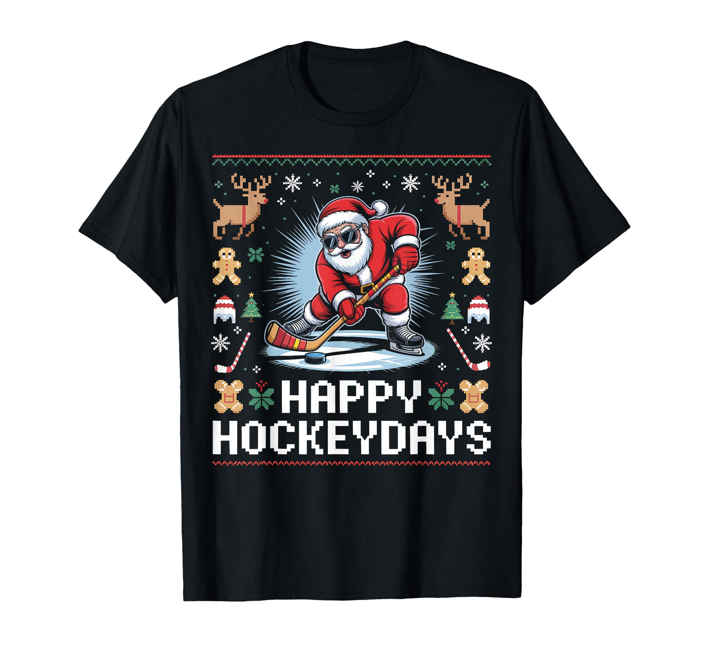 Hockey Christmas Funny Santa Ice Hockey Winter Holiday T-Shirt
