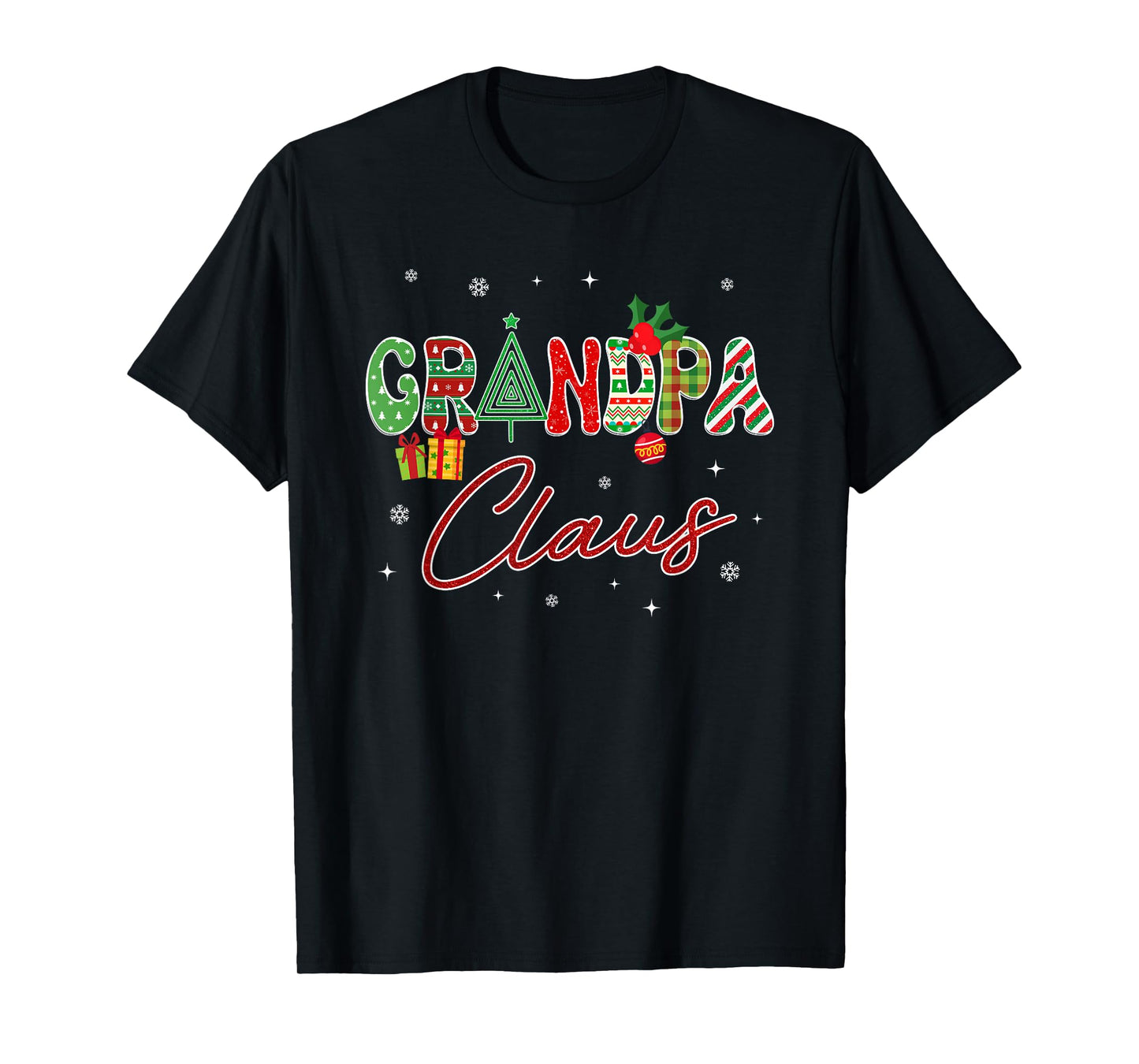 Christmas Grandpa Claus Lights Pajama Family Matching T-Shirt
