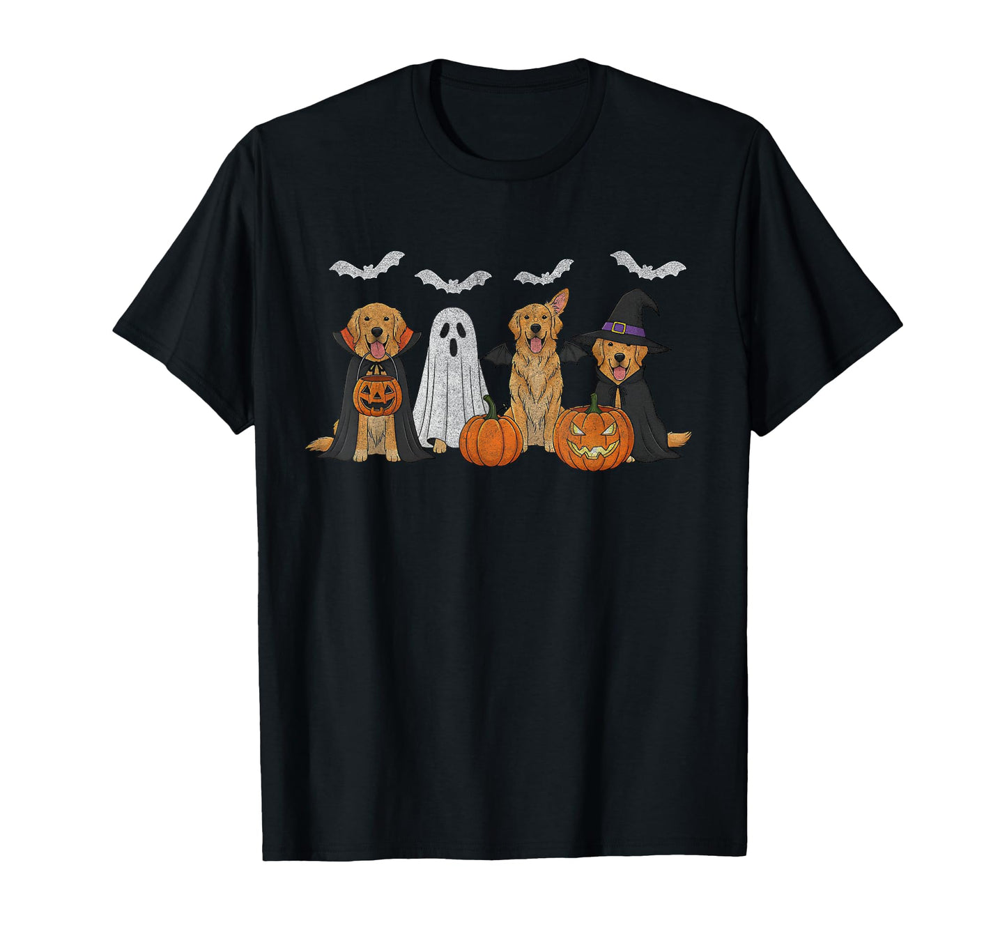 Golden Retriever Dogs Ghost Witch Golden Retriever Halloween T-Shirt