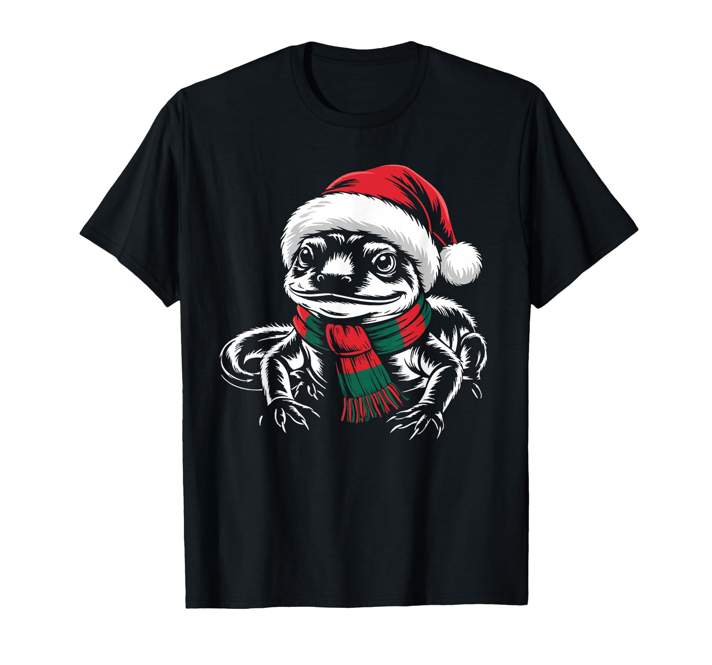 Salamander Xmas Santa Hat Scarf Christmas Costume T-Shirt