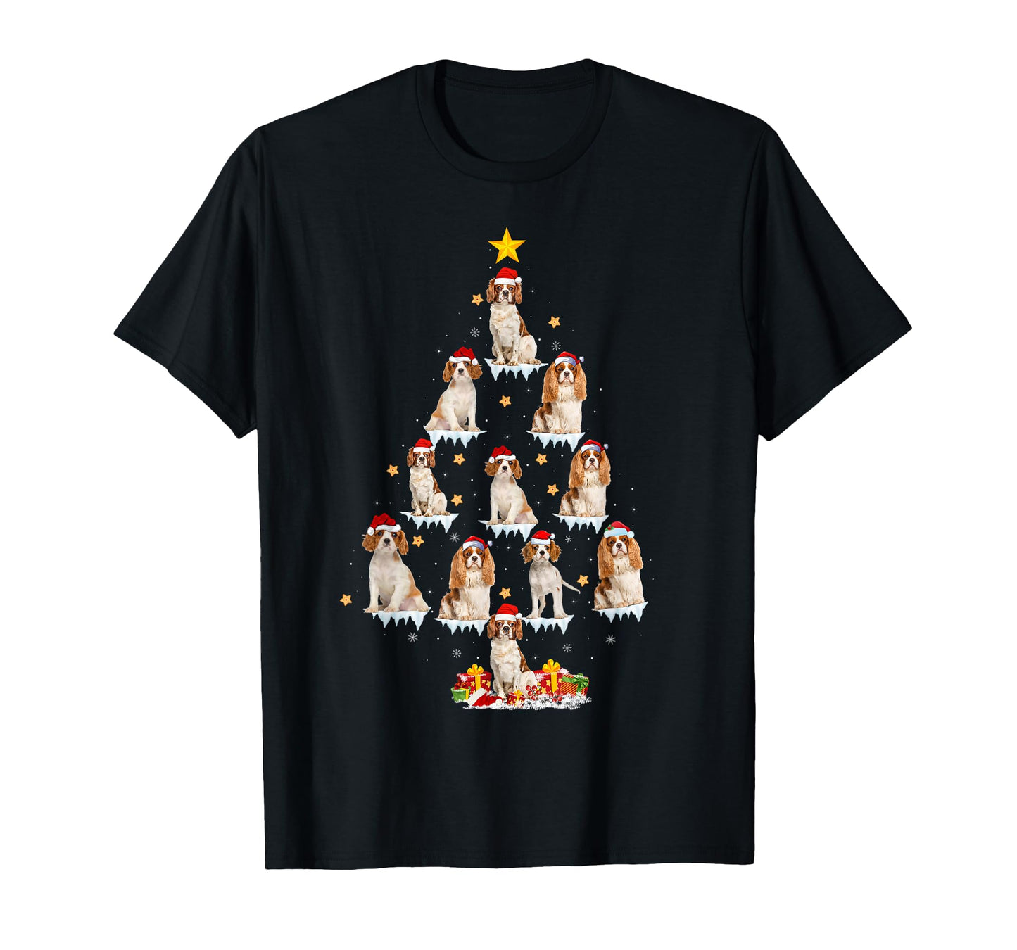 Cavalier King Charles Spaniel Christmas Tree Lights Dog Xmas T-Shirt