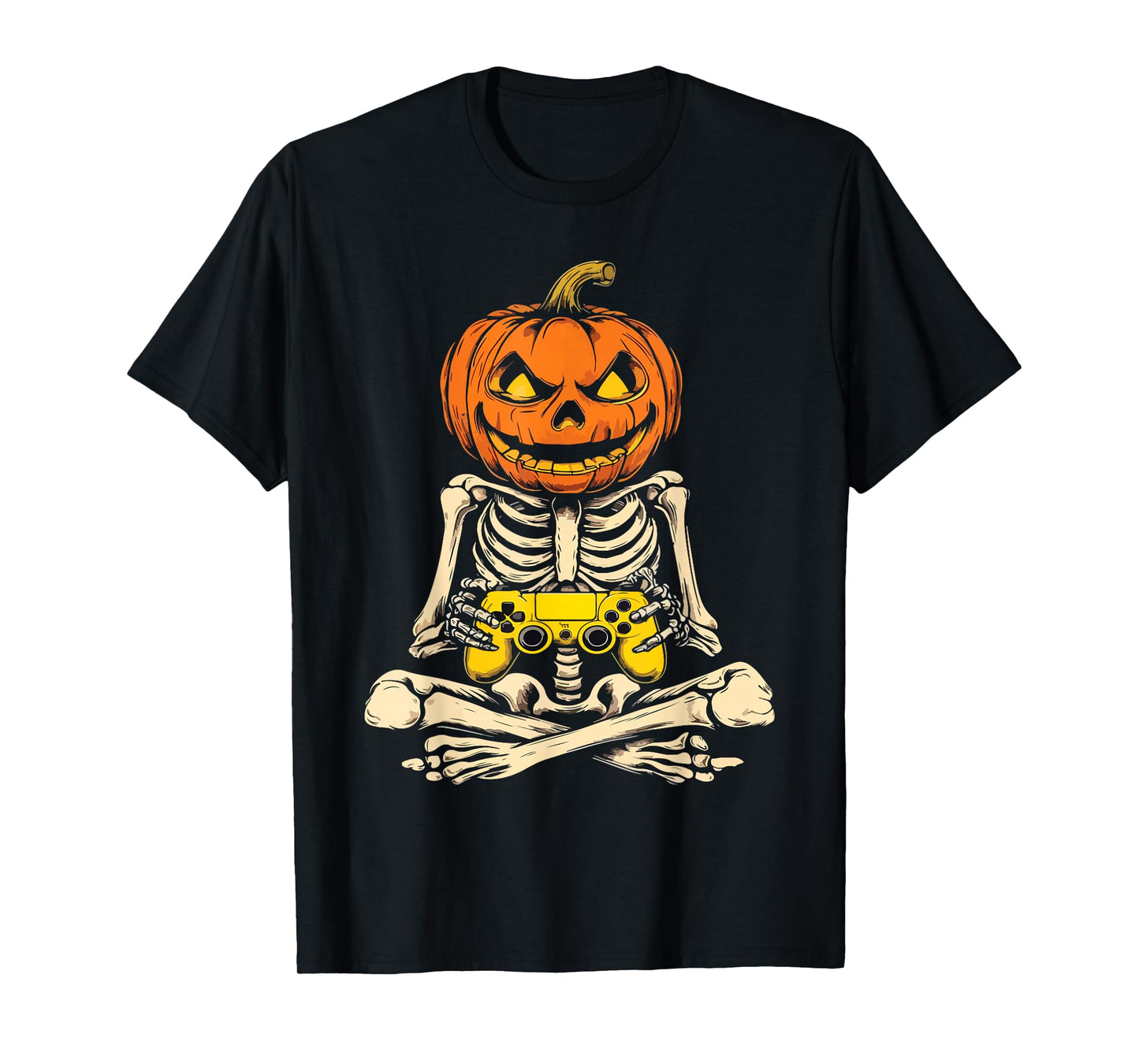 Halloween Skeleton Pumpkin Gamer Video Gaming Men Kids T-Shirt