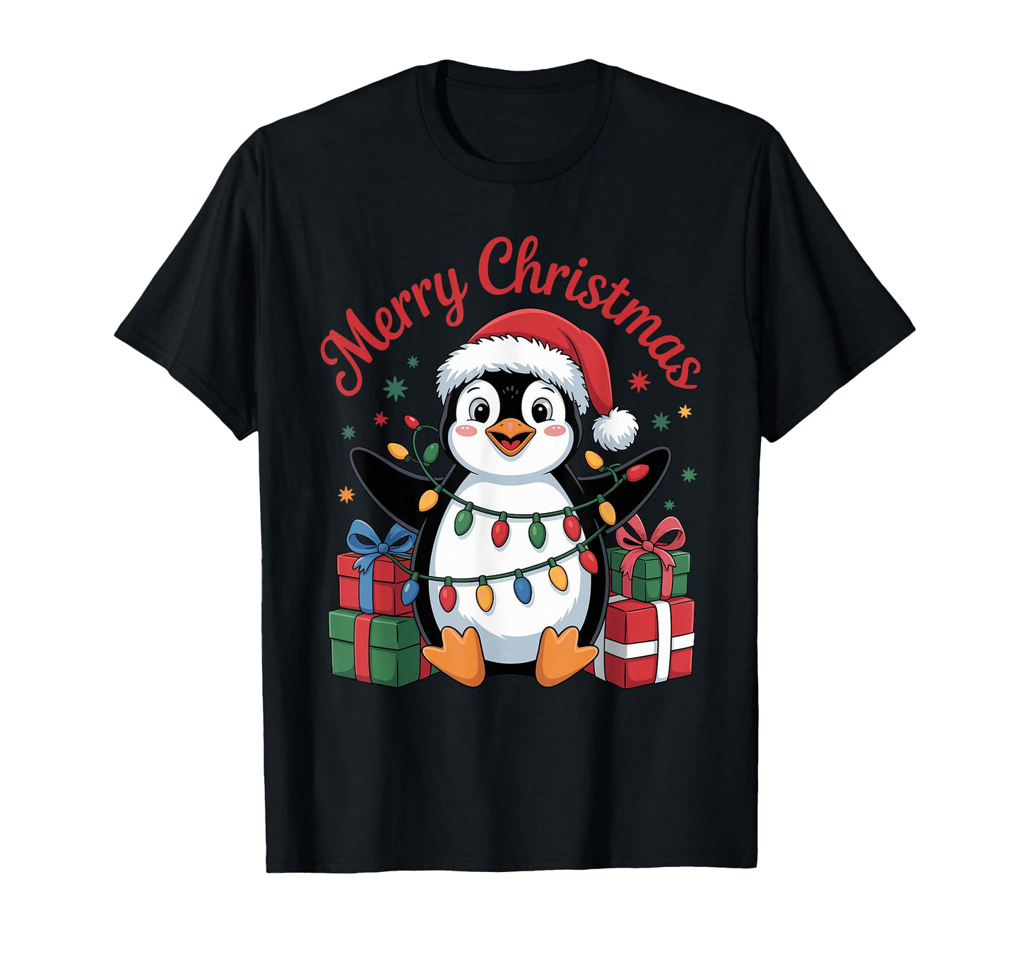 Penguin Santa Hat Christmas Design Funny Animal Lovers T-Shirt