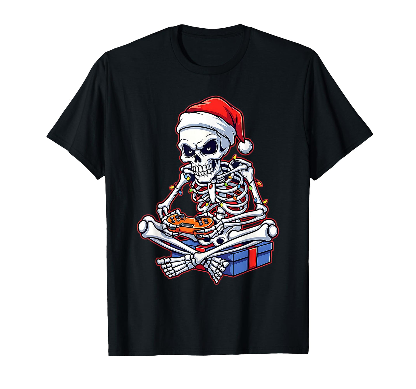 Christmas Skeleton Gamer Video Gaming Funny Skeleton T-Shirt