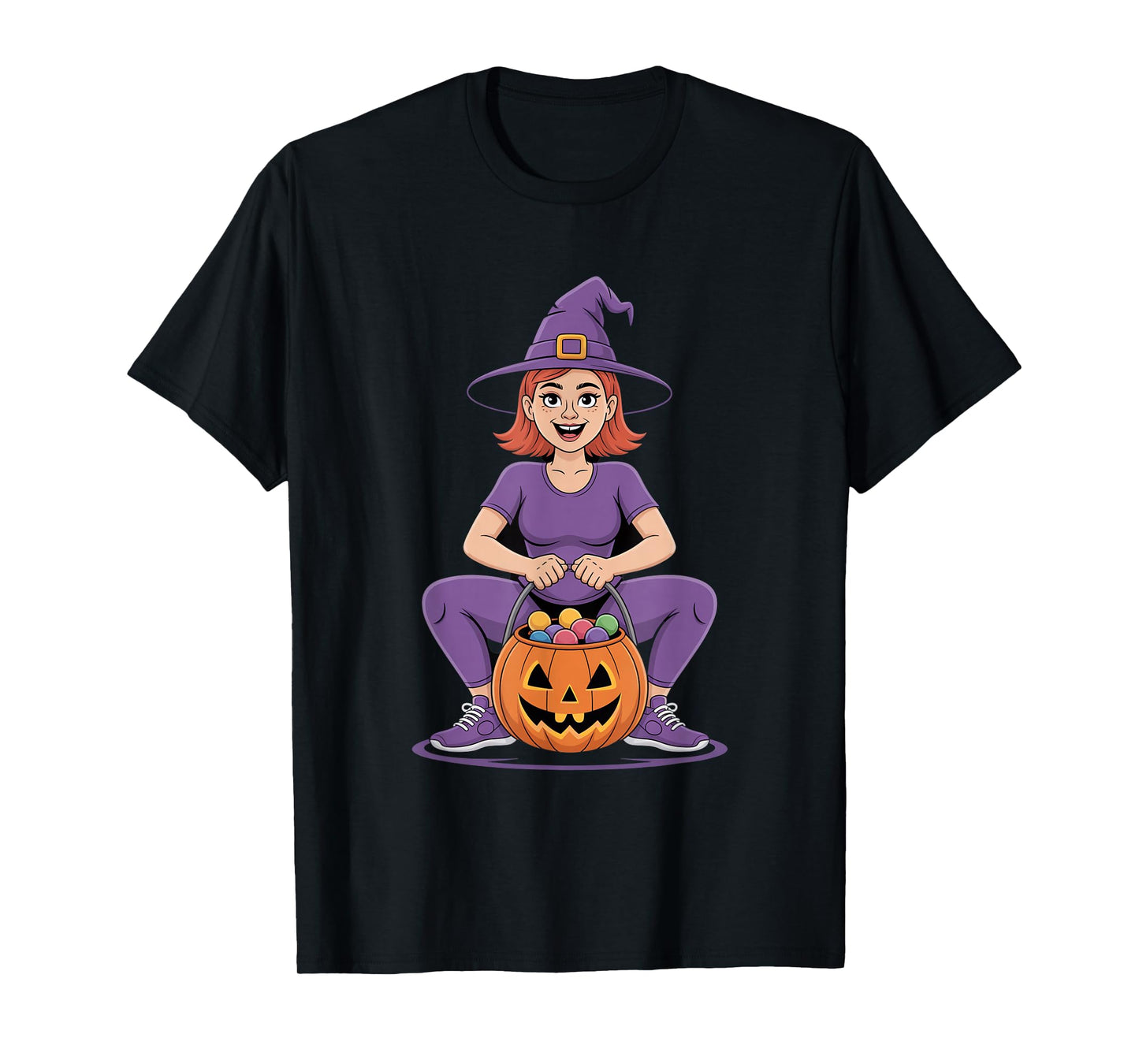 Halloween Cute Witch with Jack O Lantern Candy T-Shirt