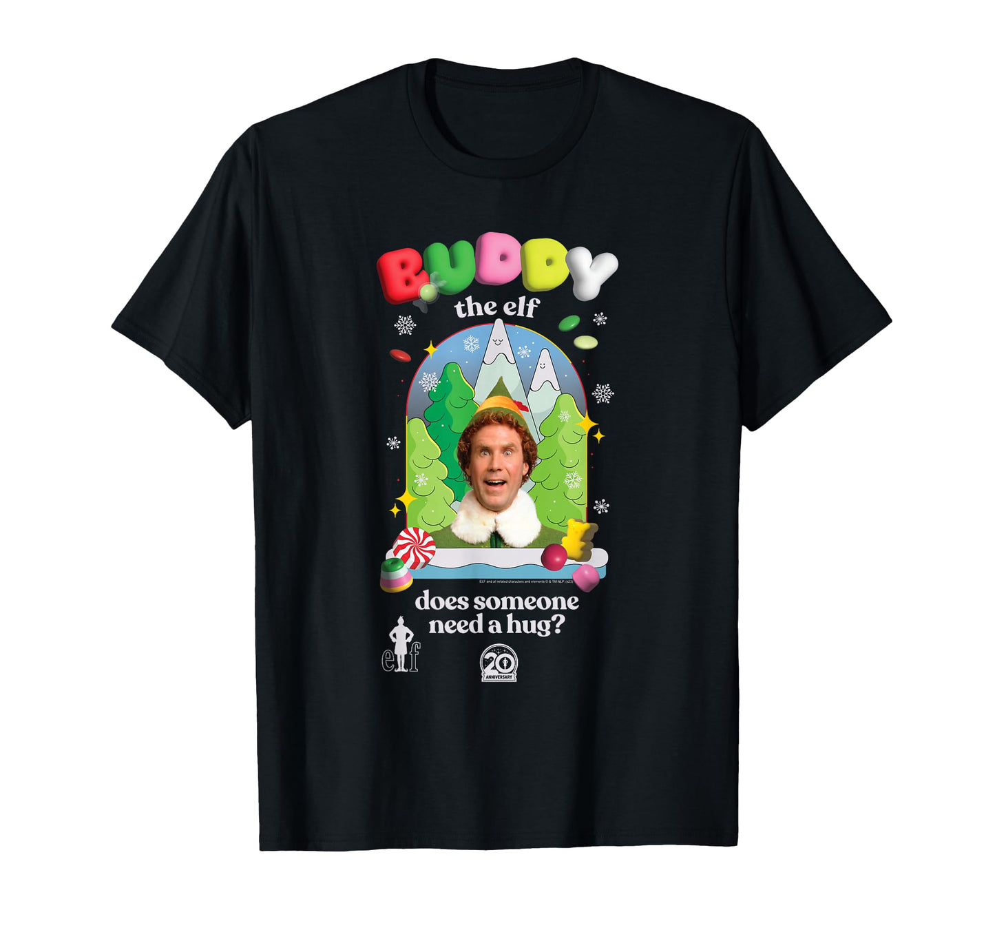 Elf Candy Colored Buddy The Elf Need a Hug Christmas Movie T-Shirt