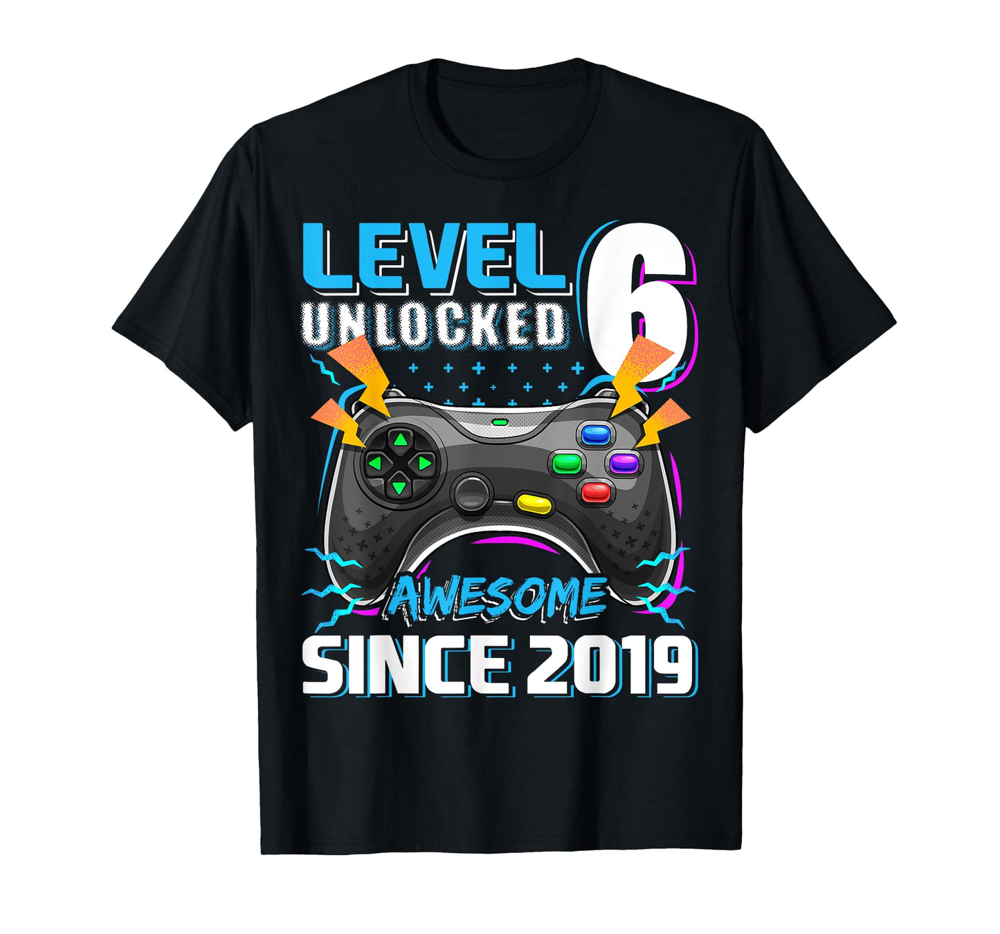 6th Birthday Boy Level 6 Gamer 6 Year Video Game Party T-Shirt
