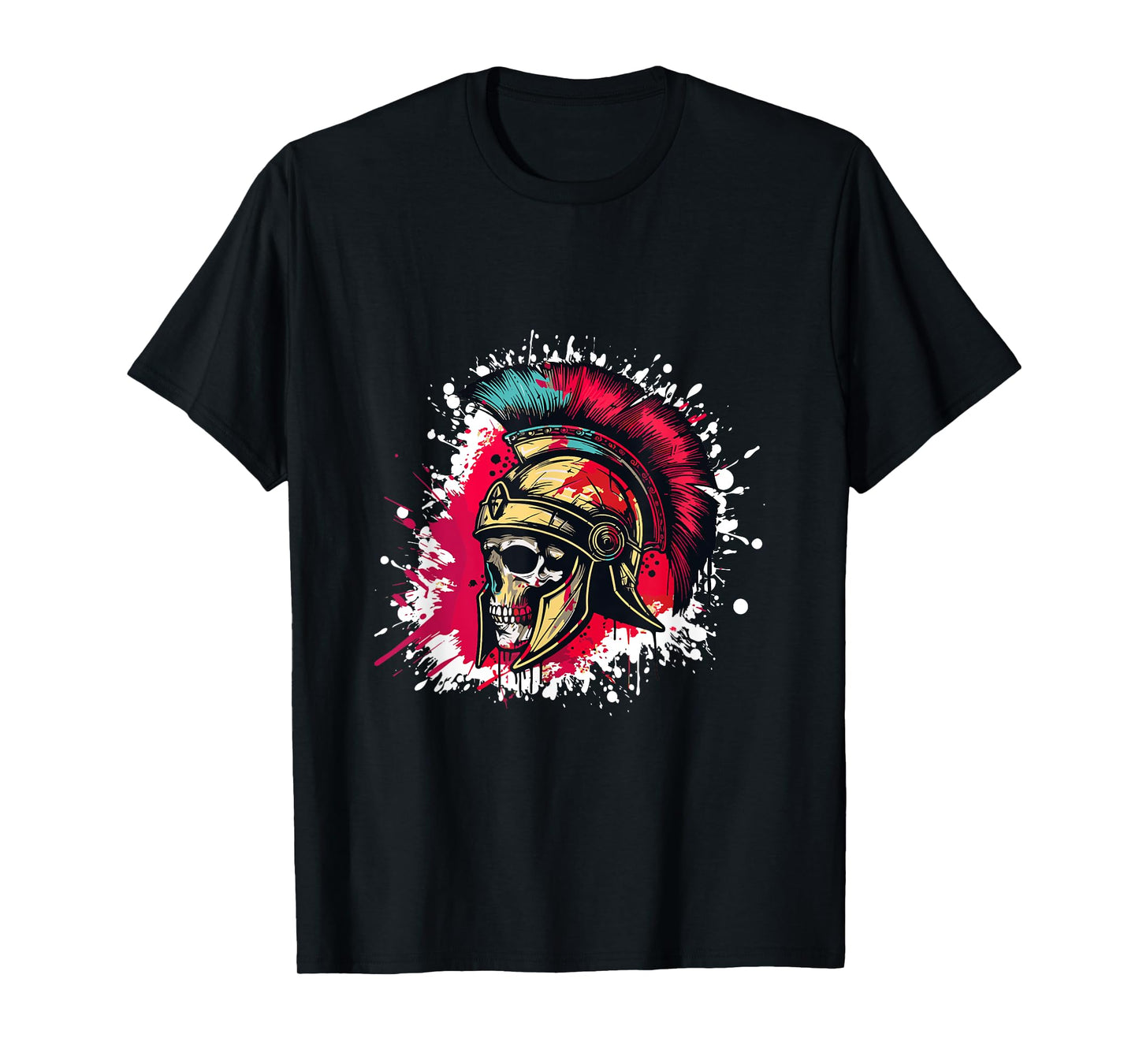 Spartan Skull Head With Helmet | Sparta Gladiator Warrior T-Shirt