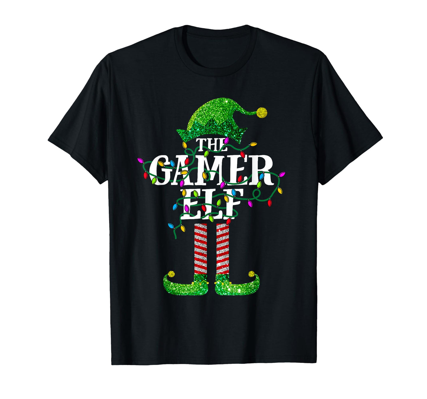 Xmas Light Gamer Elf Matching Family Christmas Party Pyjamas T-Shirt