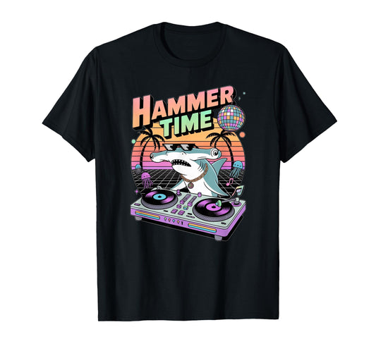 Disco Shark Hammerhead Retro DJ T-Shirt
