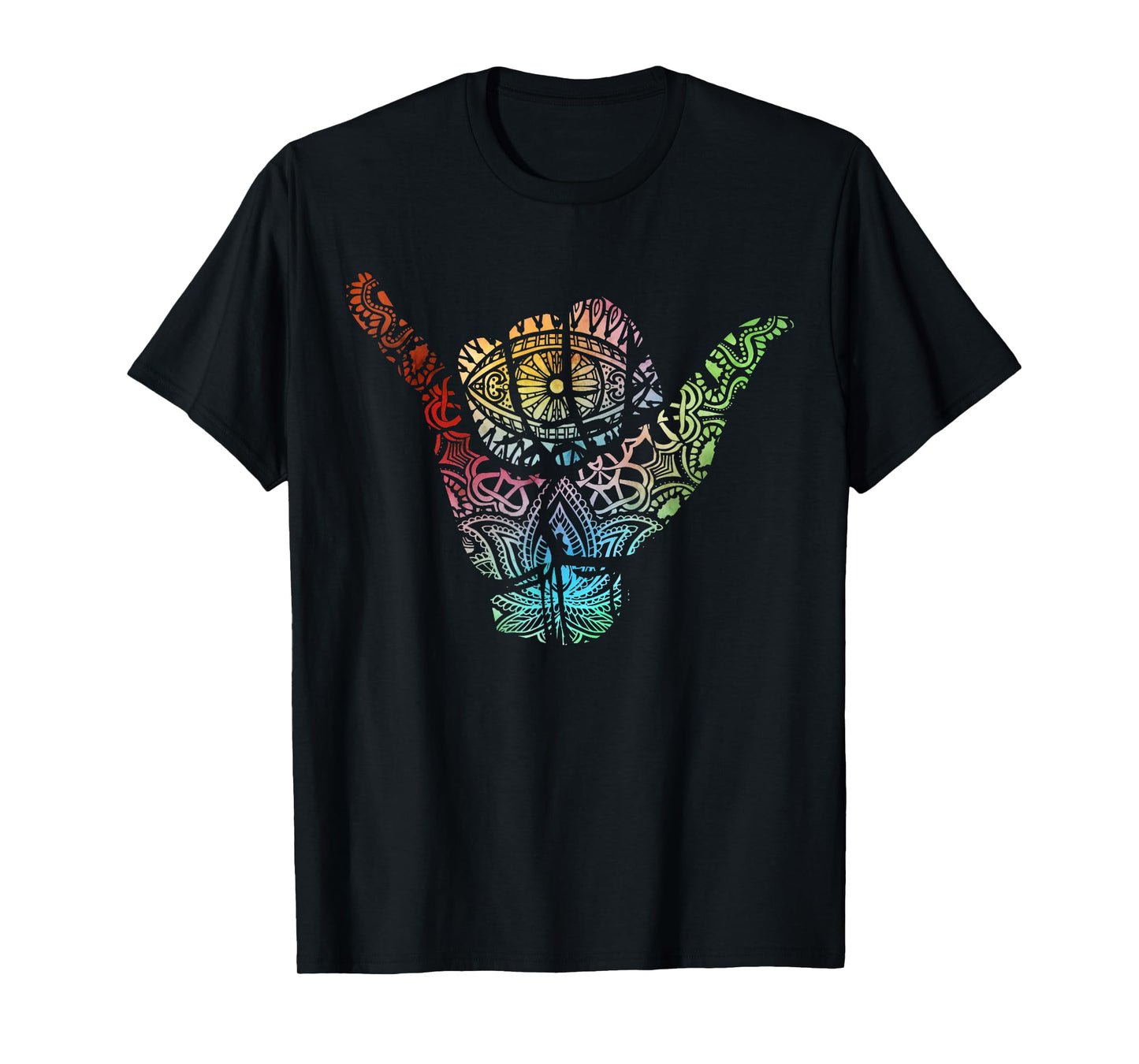 Gnarly Hand Shaka Symbol wit Mandala pattern T-Shirt
