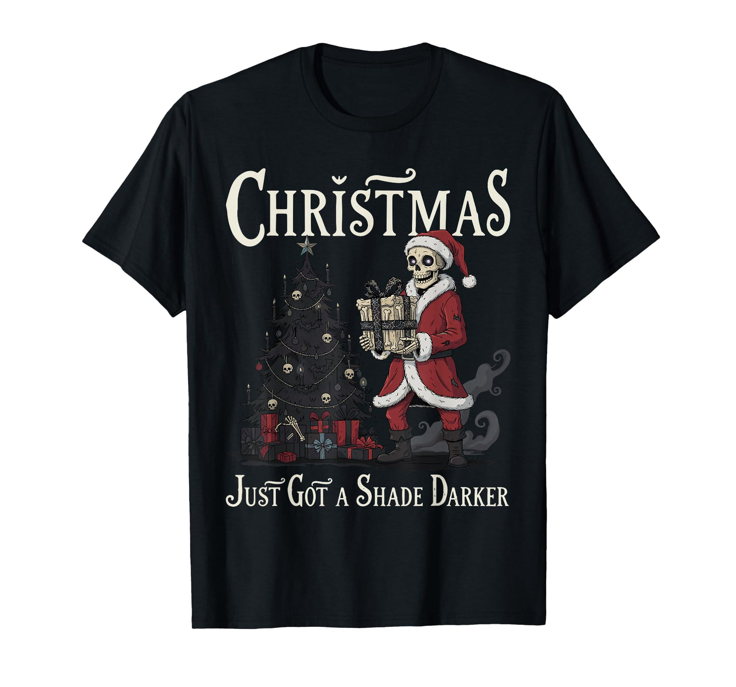 Gothic Academia Christmas Skeleton Santa Gothmas Goth T-Shirt