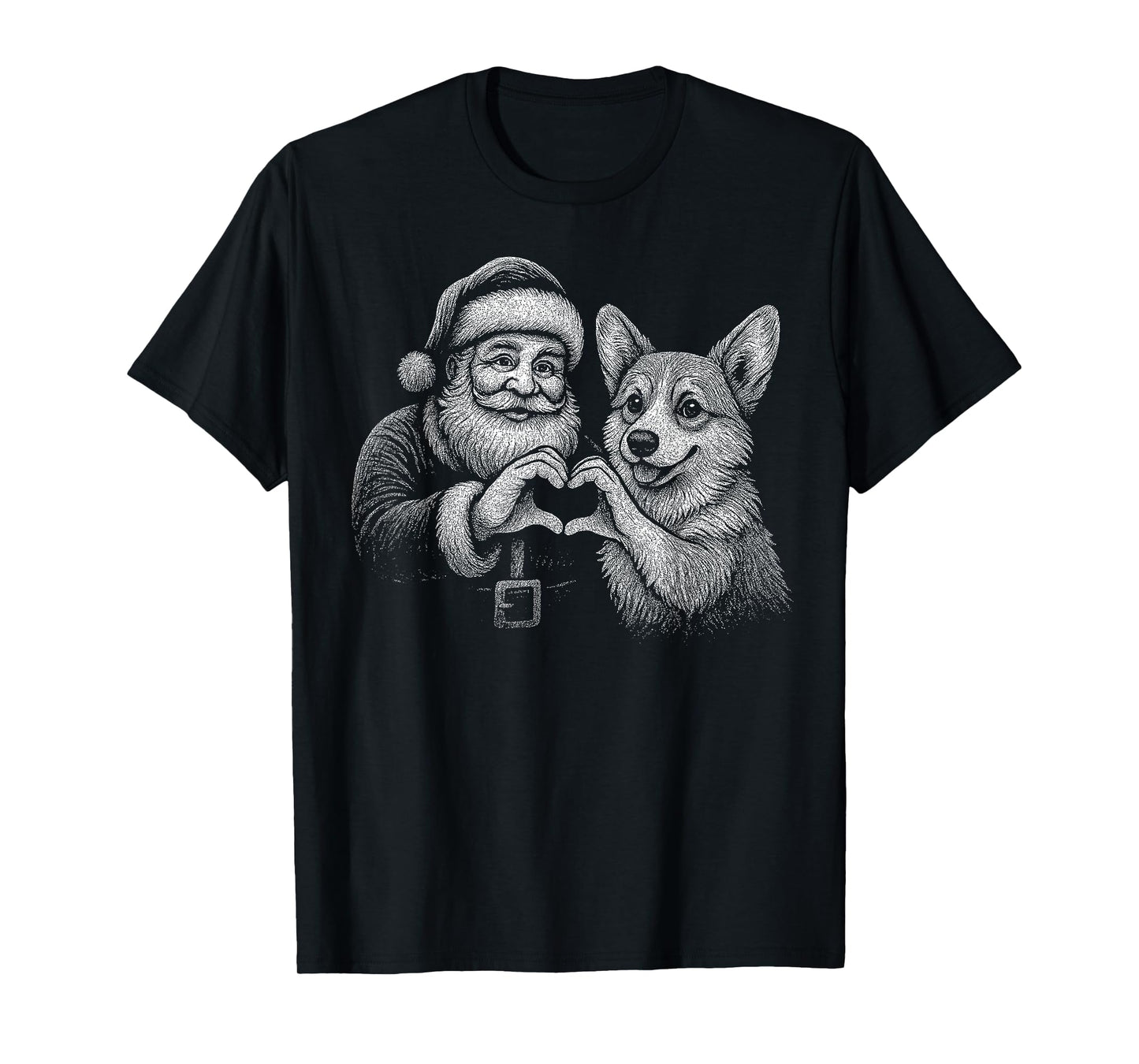 Corgi Santa Claus Heart Shape Christmas Dog Lover T-Shirt