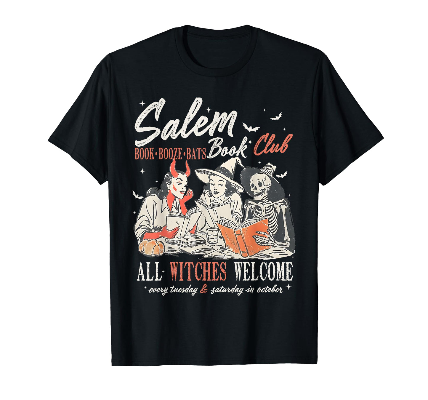 Vintage Salem Book Club Witchy Witch Spooky Season Halloween T-Shirt