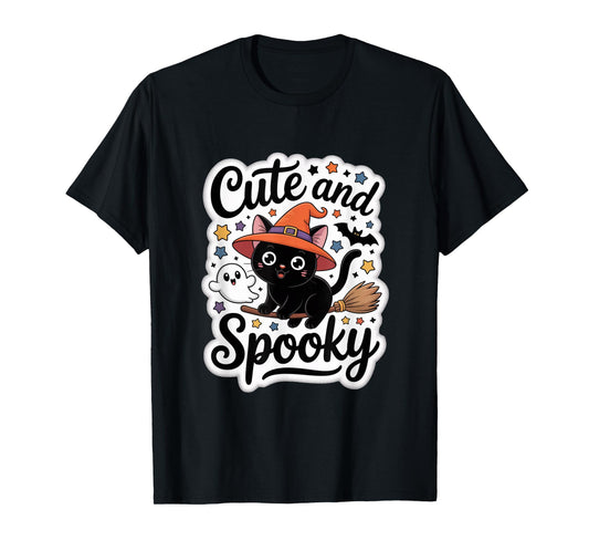 Cute Witch Cat Halloween Design for Spooky Lovers T-Shirt
