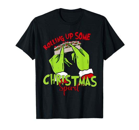 Rolling Up Some Christmas Spirit Xmas Santa Pajamas Holiday T-Shirt