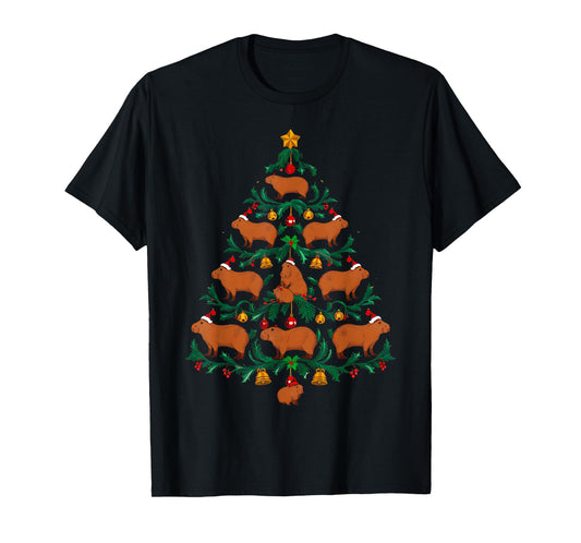 Capybara Christmas Tree Xmas Funny Christmas Capybara T-Shirt
