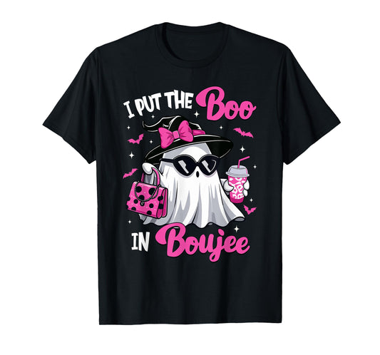 Boujee Boo Jee Spooky Ghost Pink Halloween Pumpkin Costumes T-Shirt
