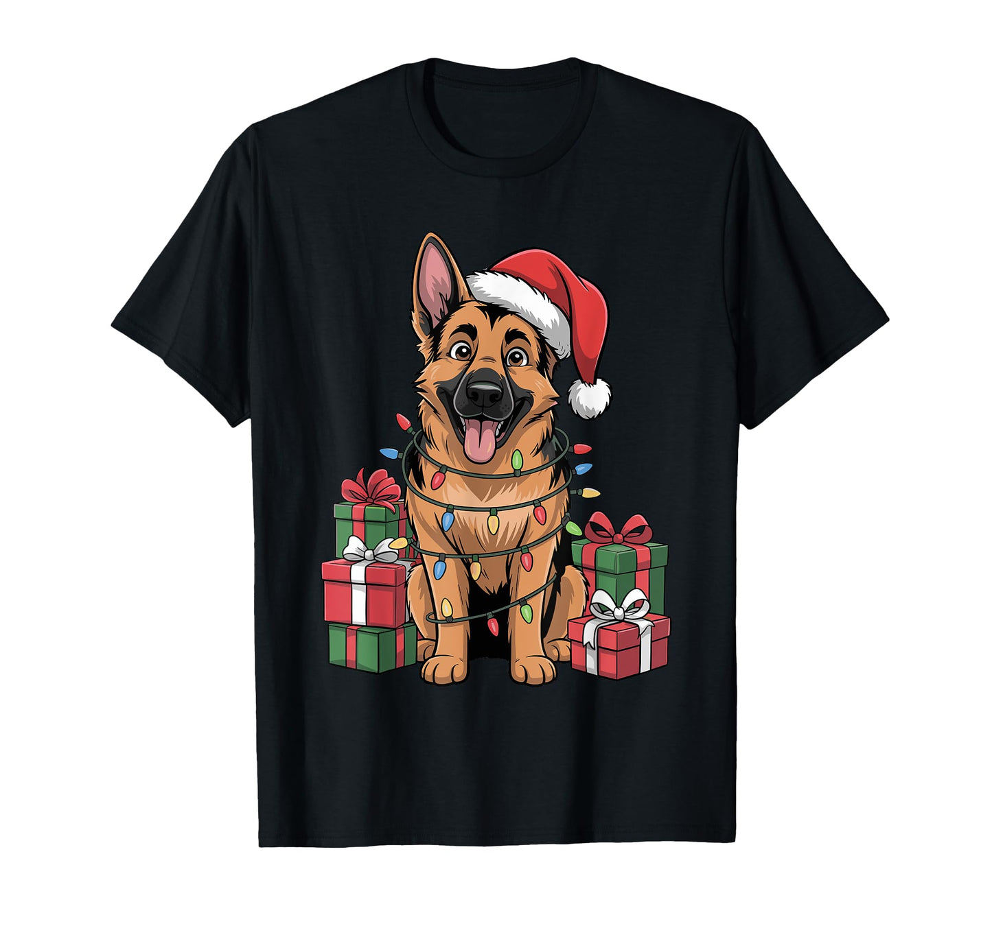 Cute German Shepherd Christmas Funny Dog Lover Holiday T-Shirt