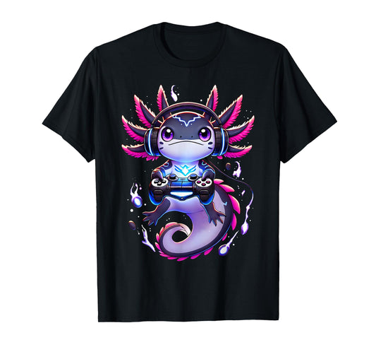 Funny Gamer Axolotl Video Games Retro Boys Girls Kids T-Shirt