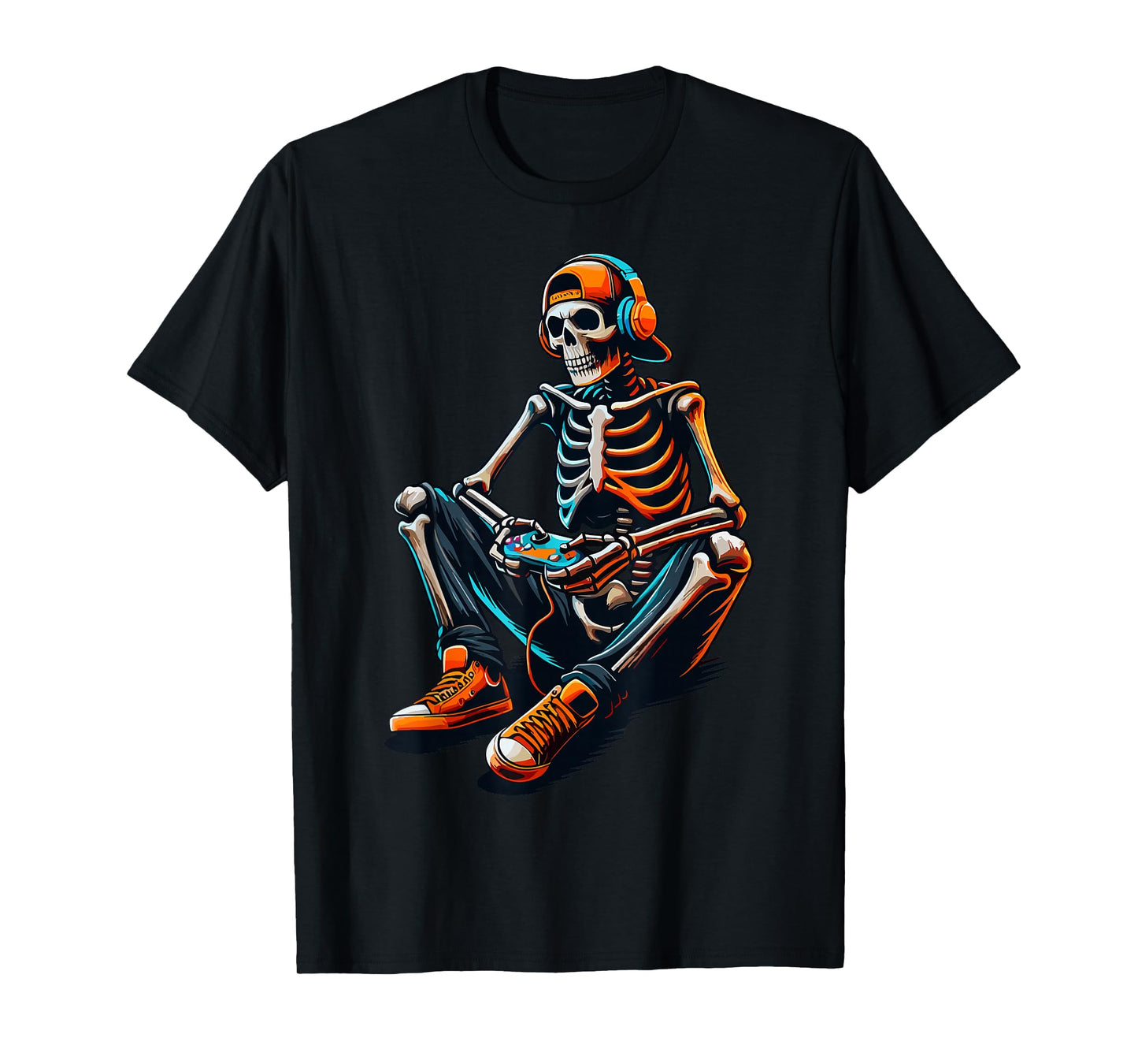 Halloween Skeleton Gamer Video Gaming T-Shirt