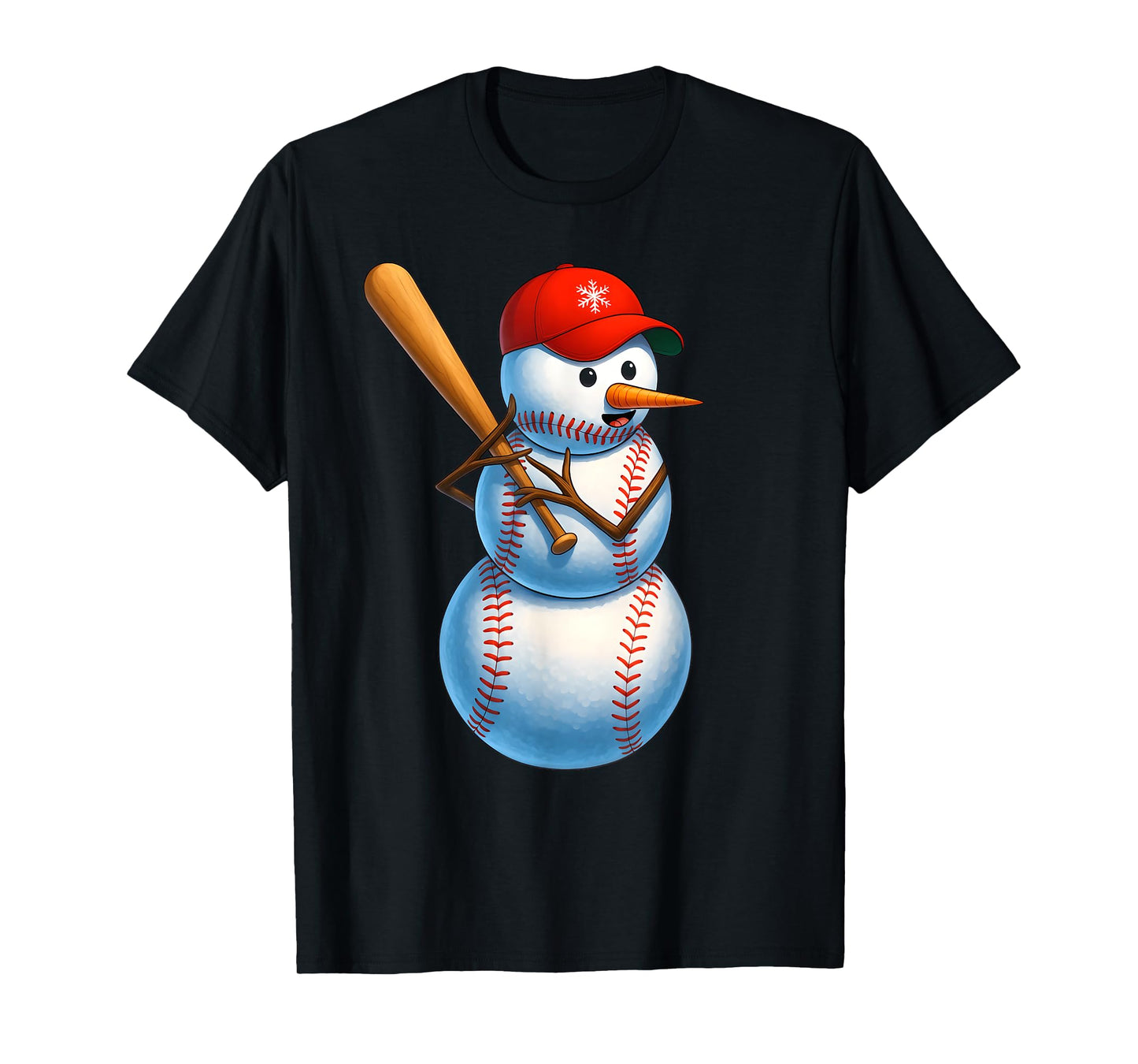 Baseball Snowman Merry Christmas Xmas Pajamas Men Women Kids T-Shirt
