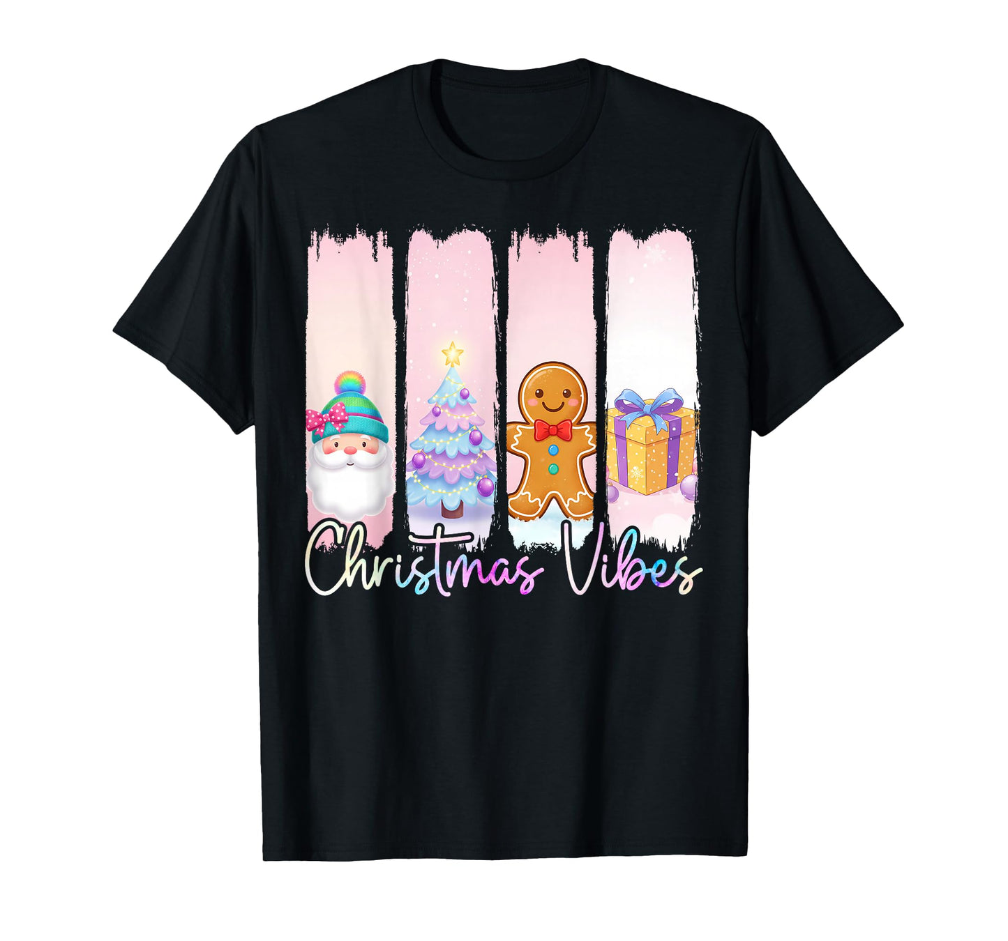 Christmas Vibes Santa Claus Xmas Tree Gingerbread Girls T-Shirt
