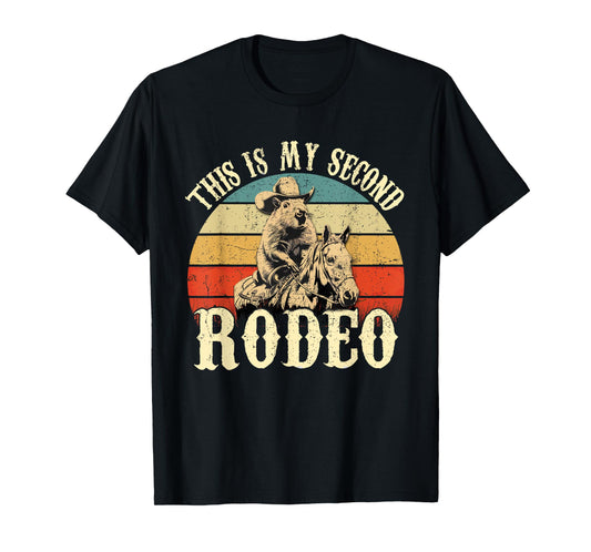 Vintage This Is My Second Rodeo Shirt Capybara Cowboy T-Shirt