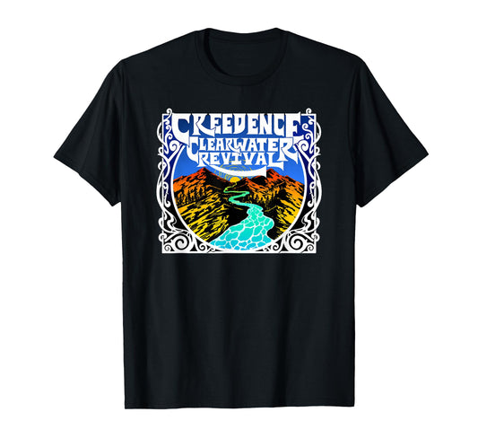 Creedence Clearwater Revival Unisex Adults Kids Blue Short Sleeve Cotton Polyester Blend Classic Fit T-Shirt Small