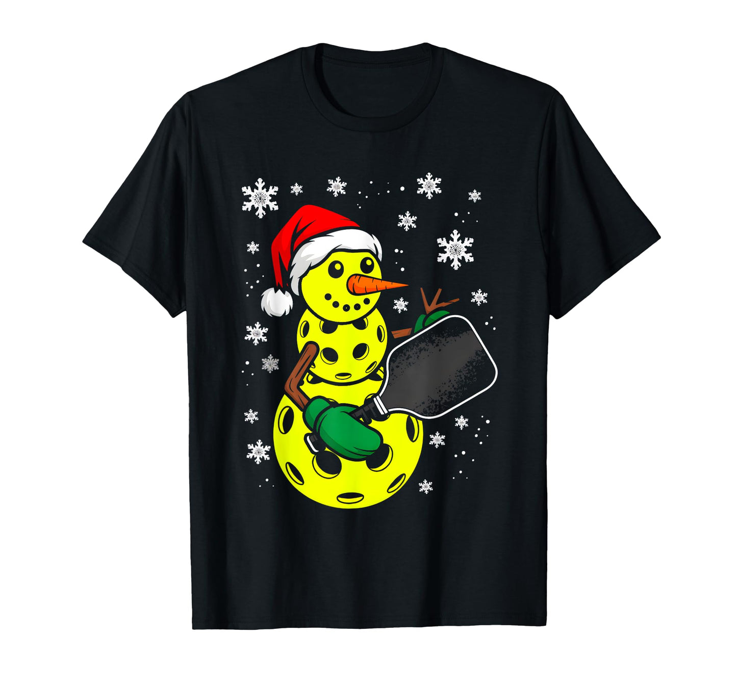 Pickleball Santa Hat Snowman Xmas Funny Pickleball Christmas T-Shirt