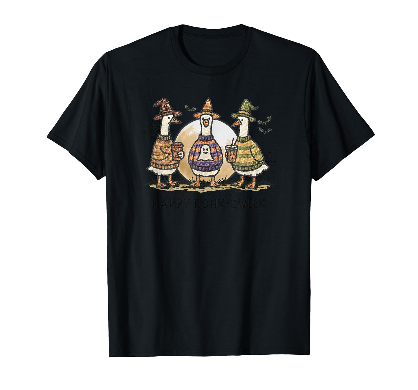 Happy Honk-oween Funny Goose Halloween Witch Costume Spooky T-Shirt
