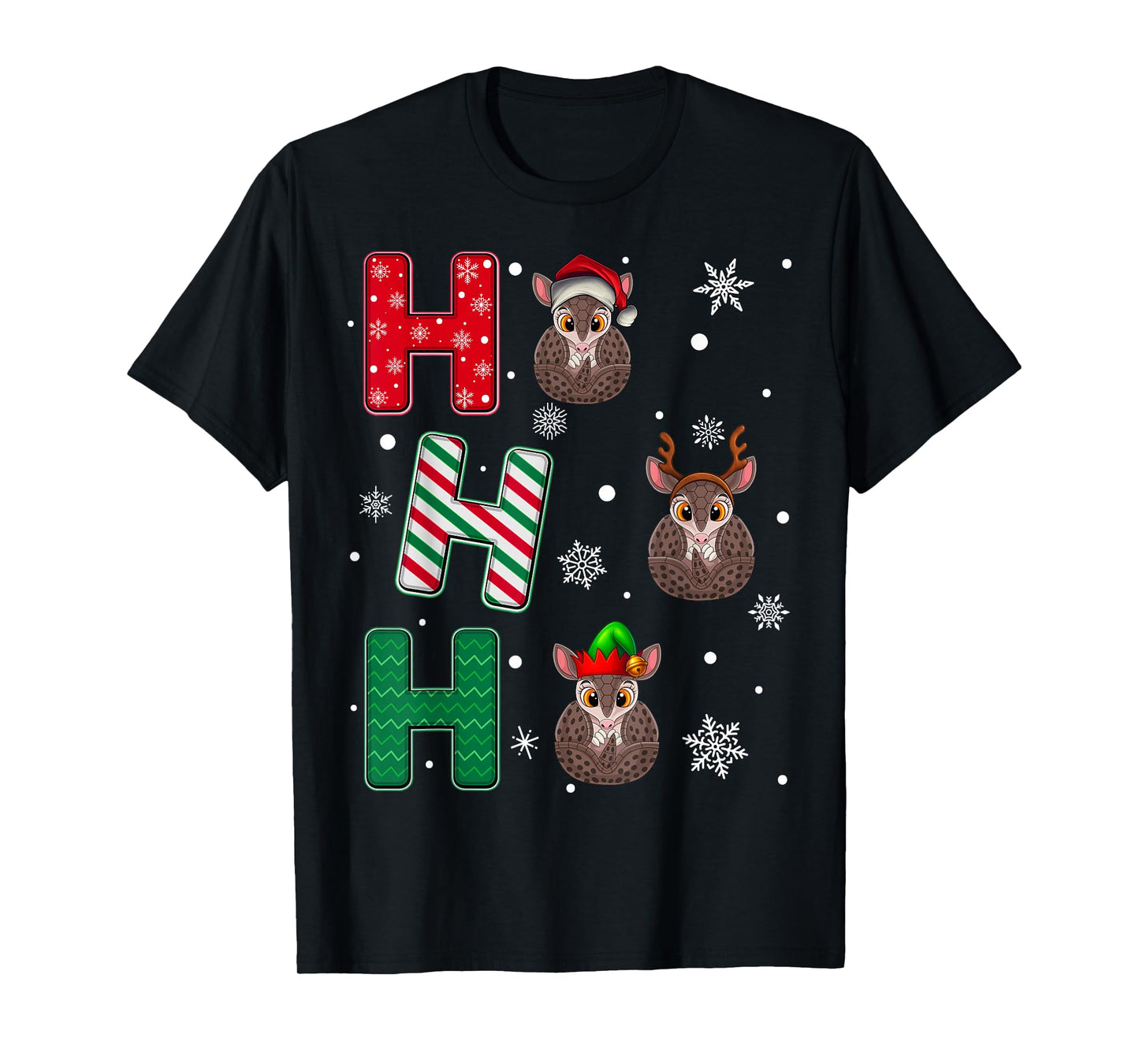Ho Ho Ho Pangolin Animal Matching Santa Elf Xmas T-Shirt