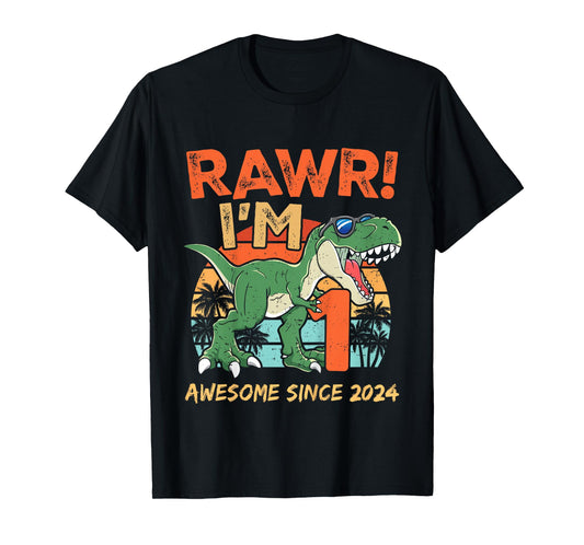 Rawr I'm One Rex 1st Birthday First Dinosaur 1 Year Old T-Shirt