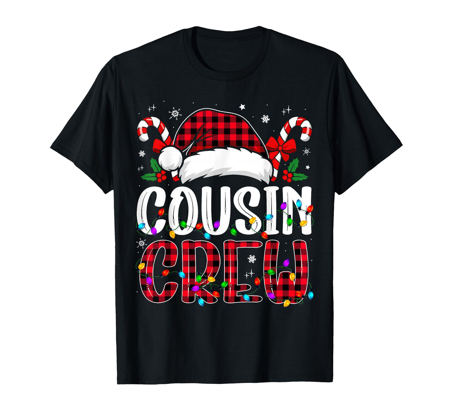 Christmas Cousin Crew Red Plaid Family Matching Xmas T-Shirt