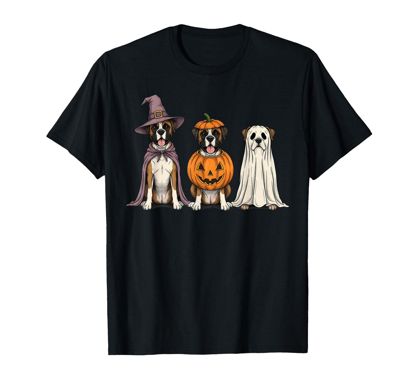 Spooky Ghost Boxer Dog Lover Pumpkin Halloween T-Shirt