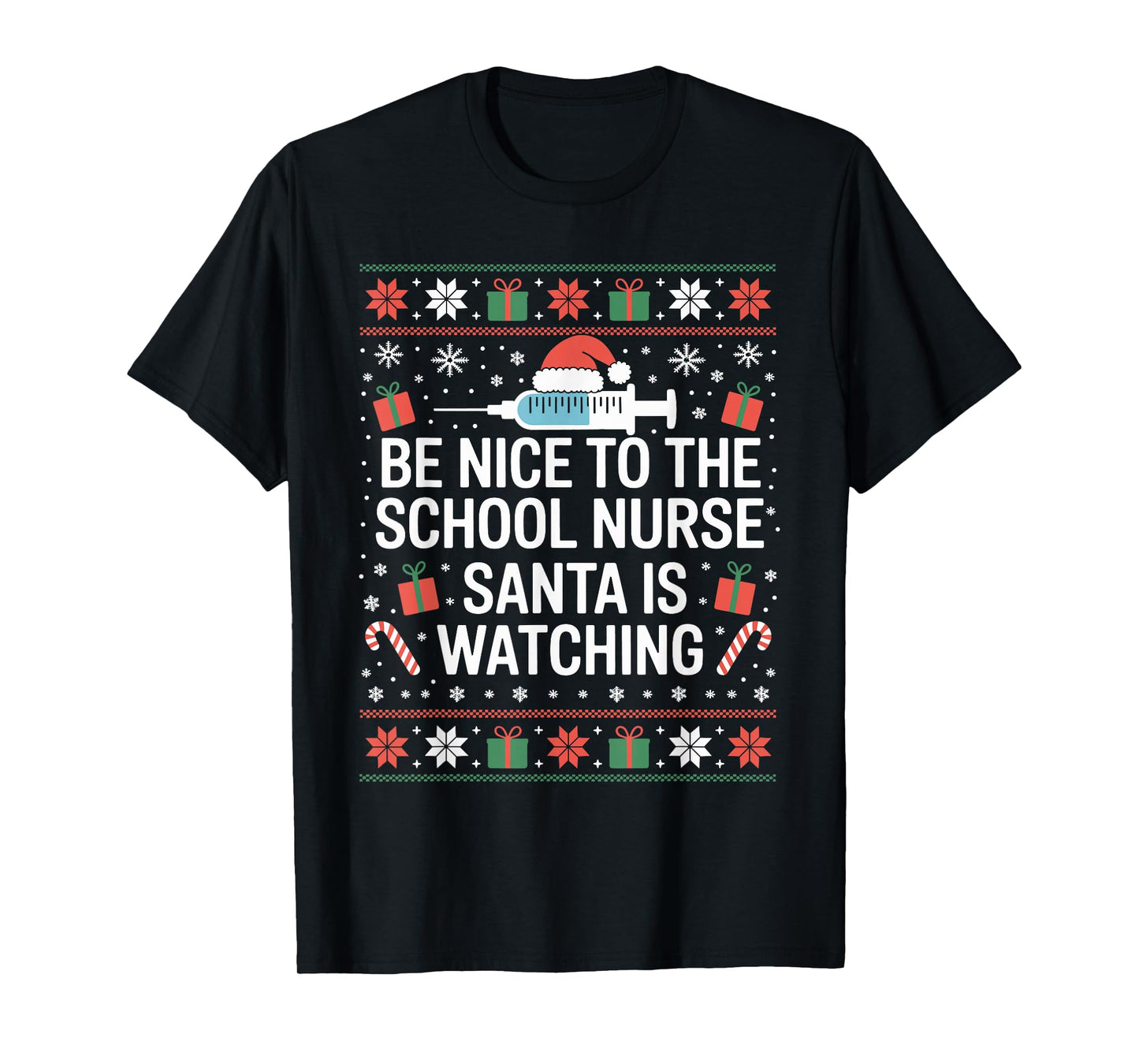 Funny School Nurse Ugly Christmas Sweater Nursing Humor Xmas T-Shirt