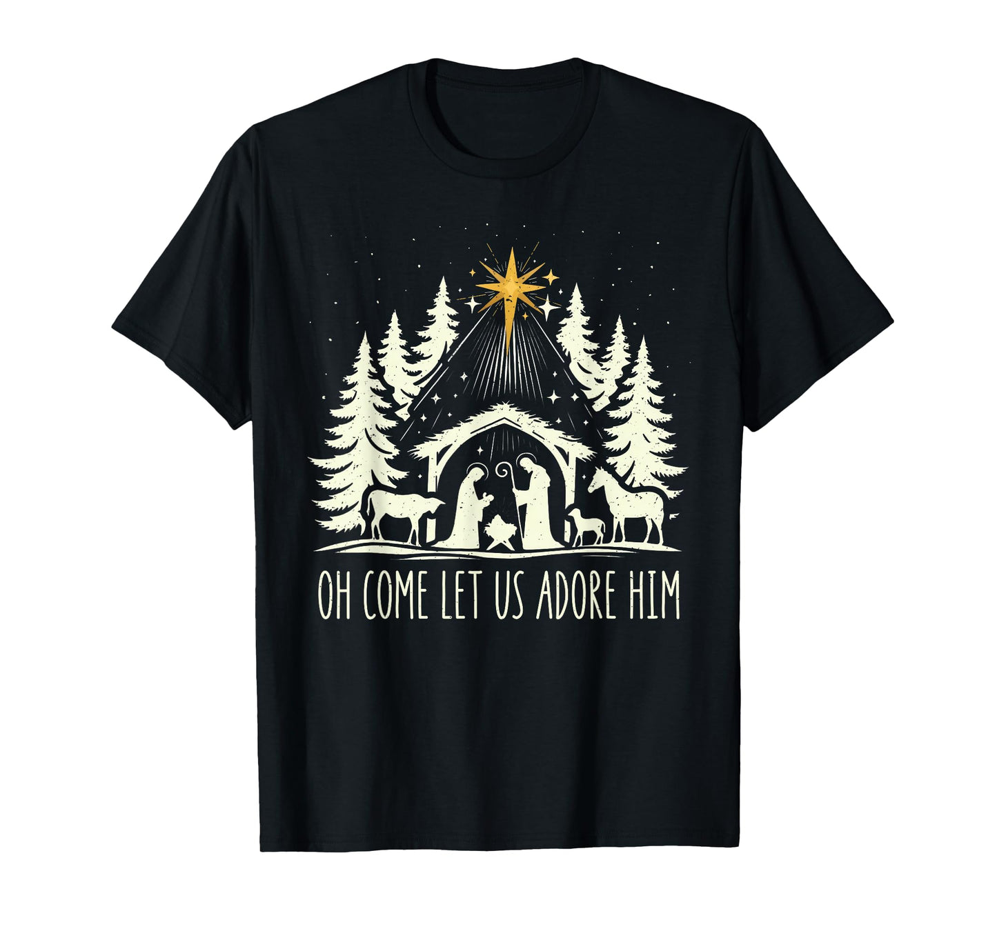 Funny Christian Christmas Jesus Oh Come Let Us Adore Him T-Shirt