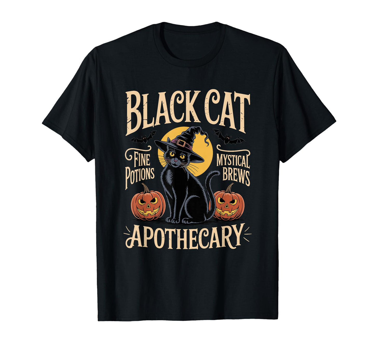 Retro Halloween Costume Black Cat Apothecary T-Shirt