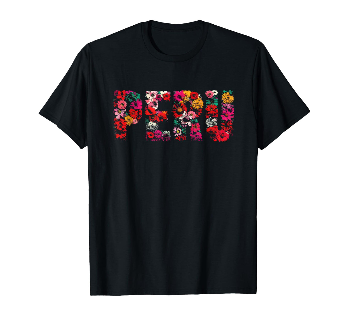 Peru Lover - Floral Peruvian Vacation Souvenir T-Shirt, Small, Black