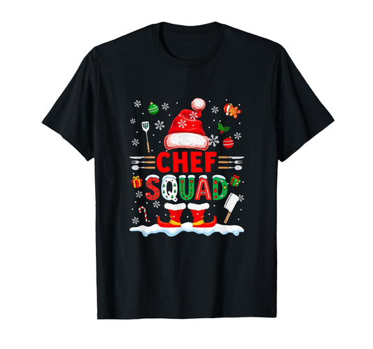 Chef Squad Men Job Christmas Santa Costume Bow Tie T-Shirt