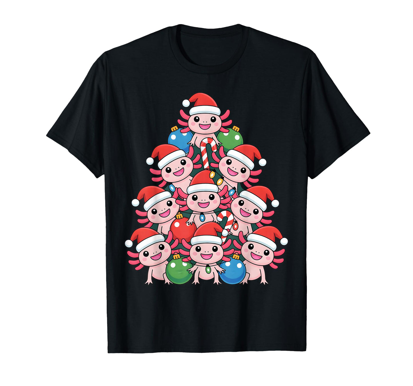 Axolotl Christmas Tree Lover Cute Santa Graphic Boys Kids T-Shirt
