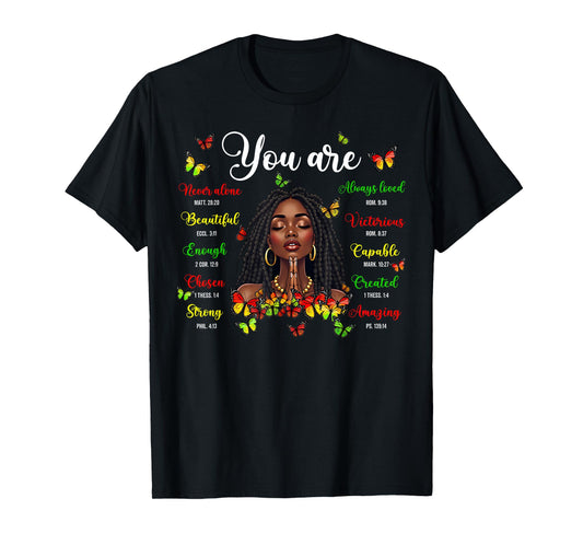 Black History Loc'd Afro Girl You Are Bible Verse Christian T-Shirt
