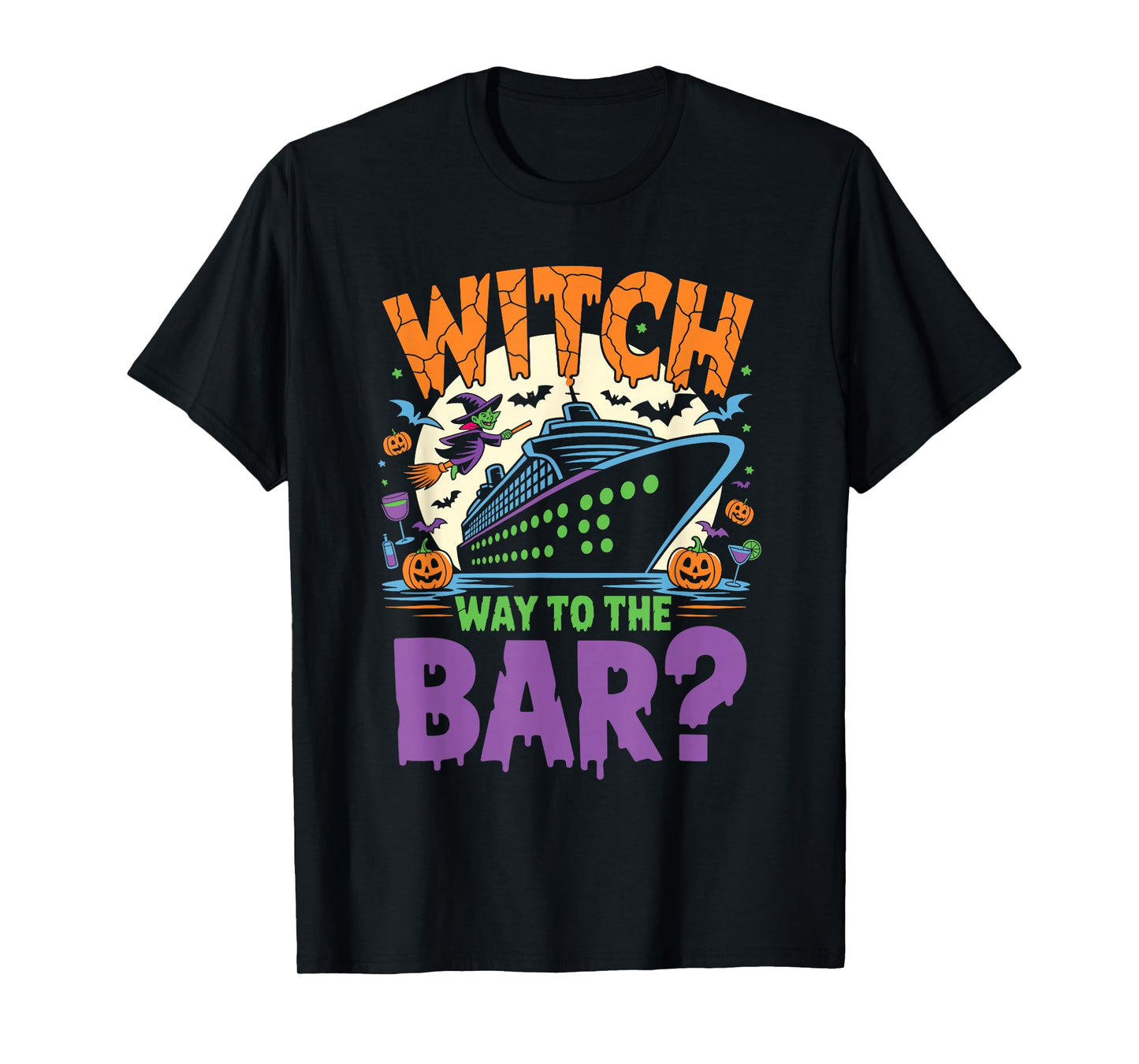 Witch Way to The Bar Funny Halloween Cruise T-Shirt