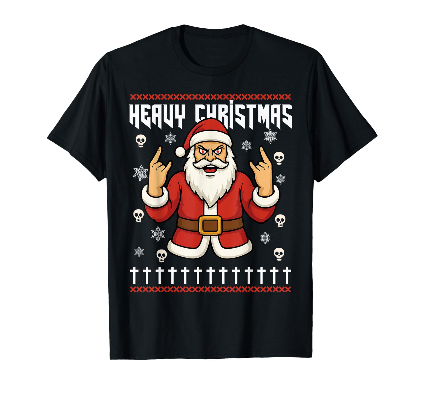 Hail Santa Pagan Happy Solstice Metal Christmas Rock Roll T-Shirt