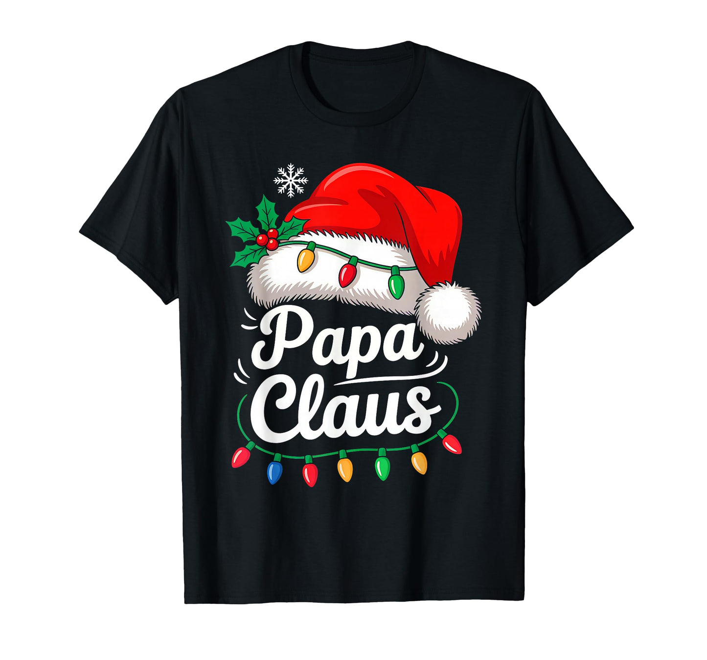 Papa Claus Christmas Matching Family Santa Hat Xmas Pajamas T-Shirt