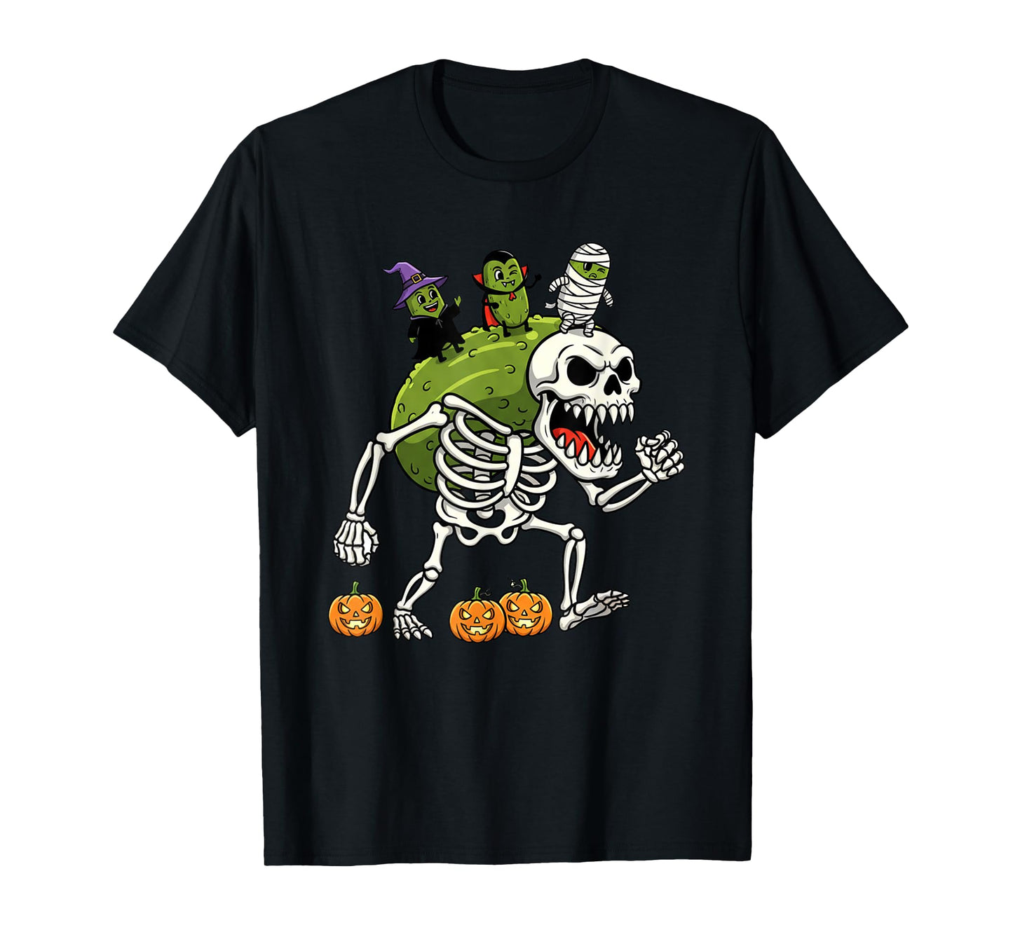 Funny Pickle Skeleton Mummy Witch Halloween Kids Mens Womens T-Shirt